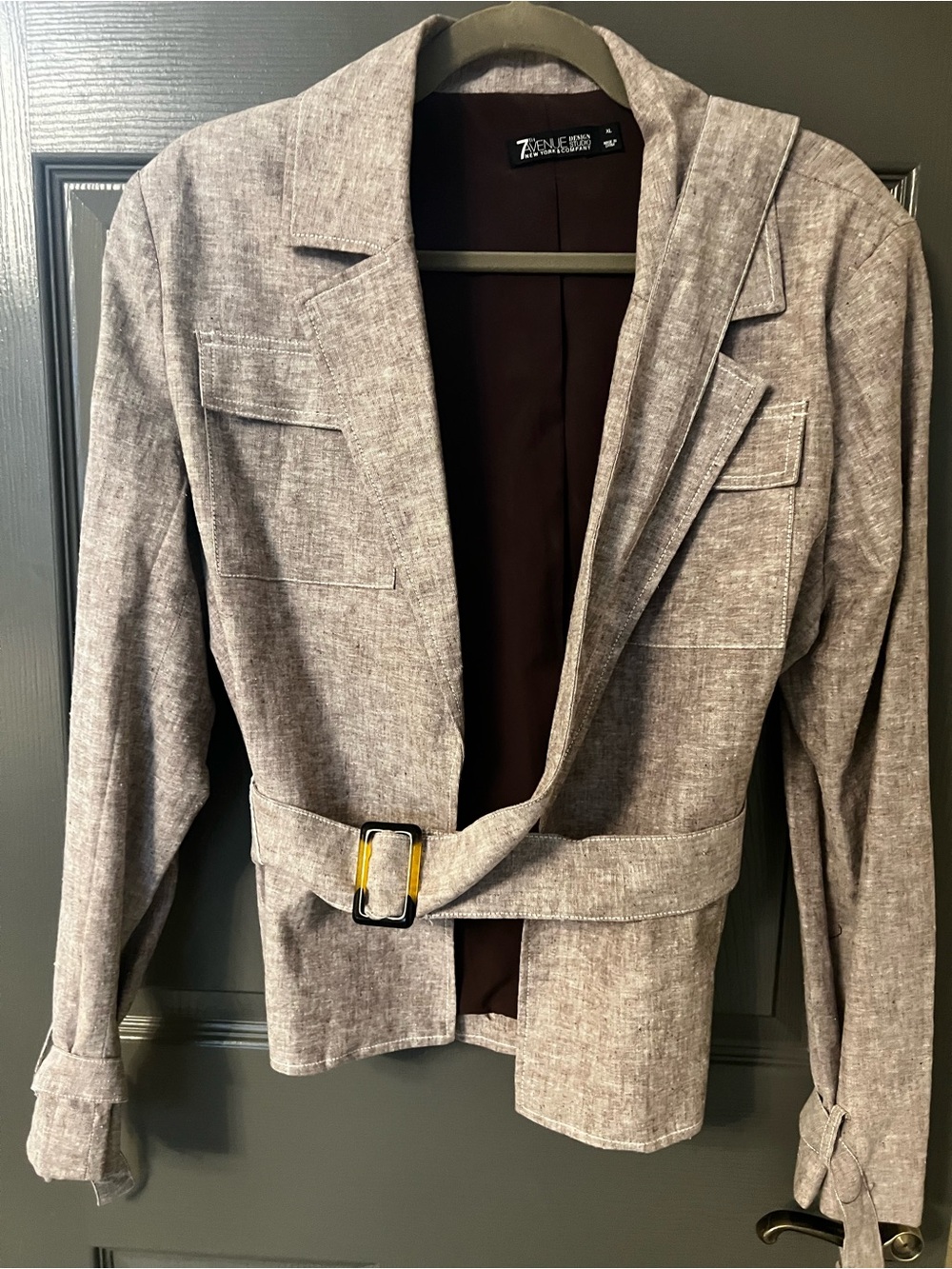 Avenue Taupe Belted Blazer Jacket
